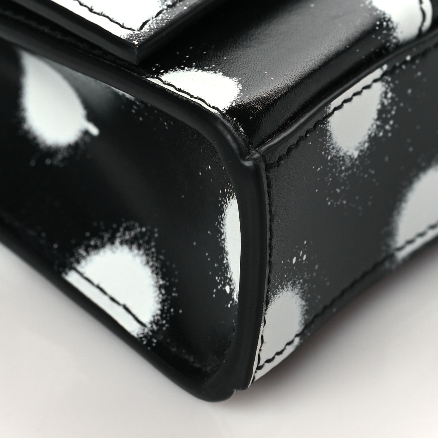 Balenciaga Shiny Box Calfskin Polka Dot Hourglass Chain Bag Black White 8 of 9