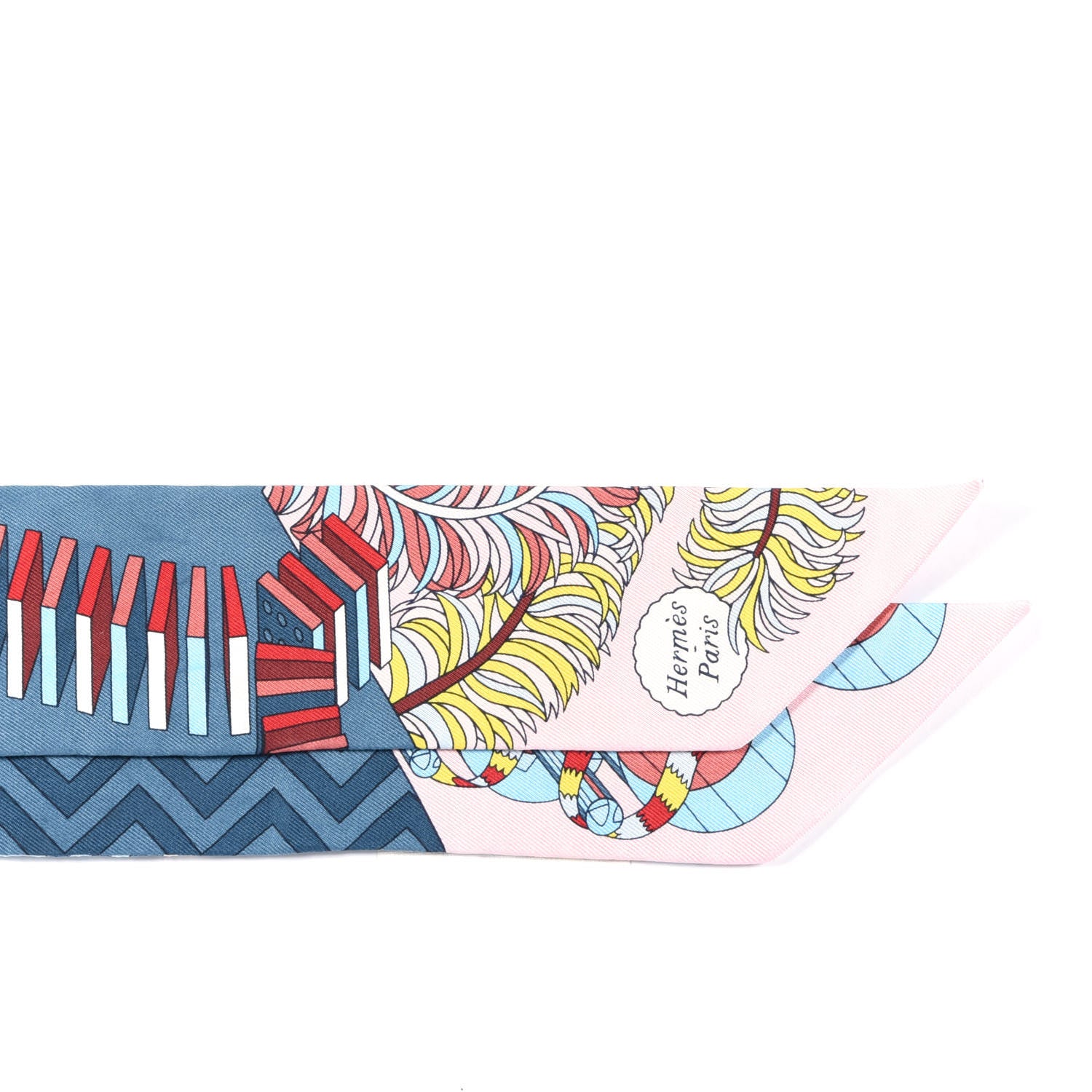 Hermes Silk De l'Ombrelle Aux Duels Twilly Bleu Moyen Rose Pale 2 of 4