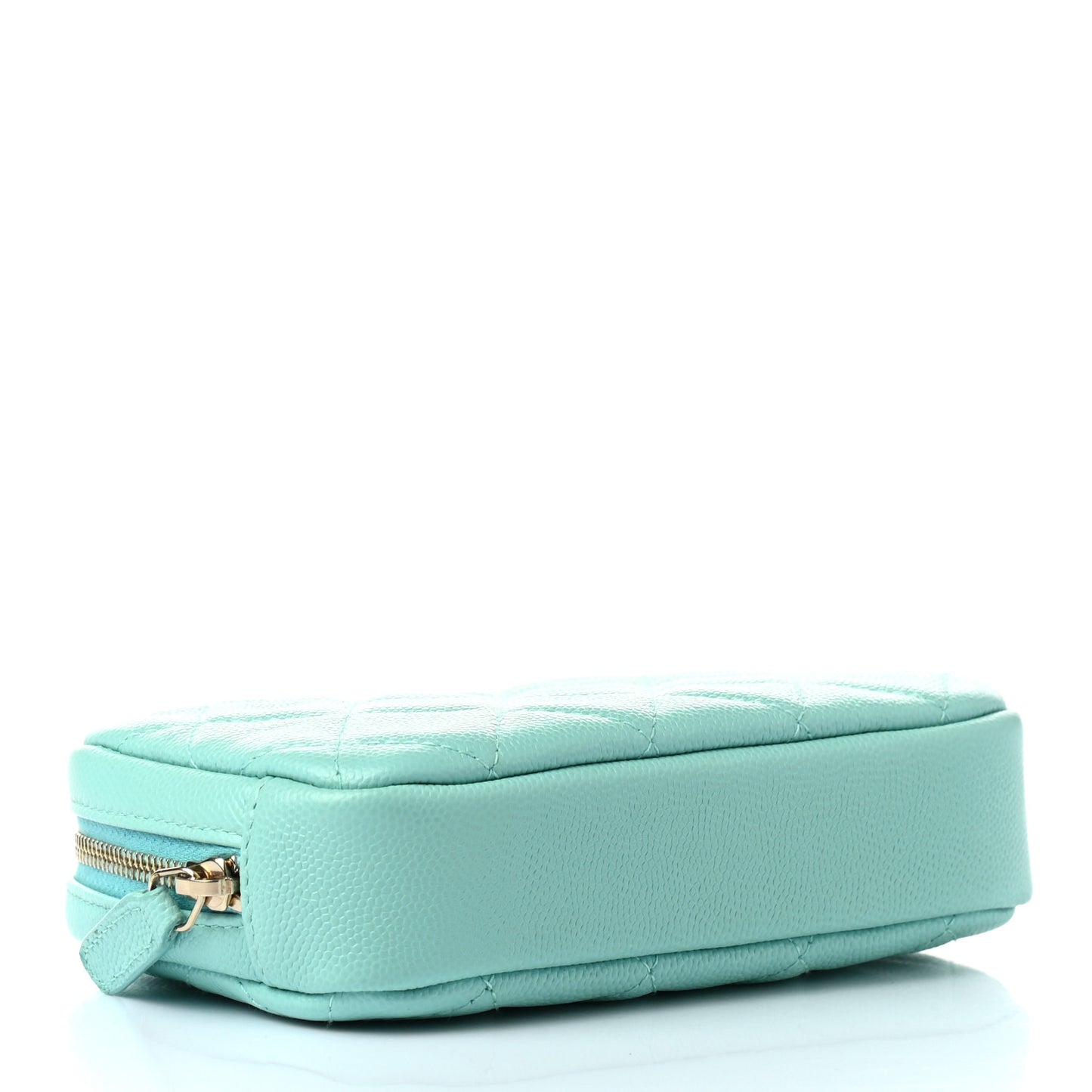 Caviar Quilted Small Curvy Pouch Cosmetic Case Light Blue