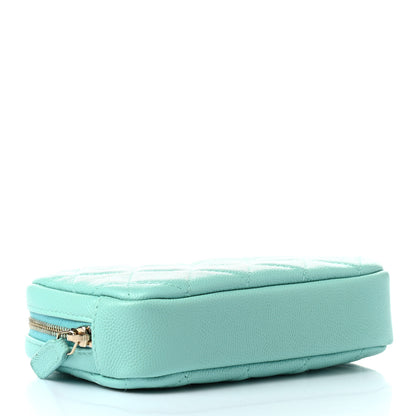 Chanel Caviar Quilted Small Curvy Pouch Cosmetic Case Light Blue 4 of 8