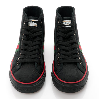 Gucci Econyl Nylon Web Monogram Off The Grid Womens 1977 Tennis High Top Sneakers 5.5 Black 2 of 9
