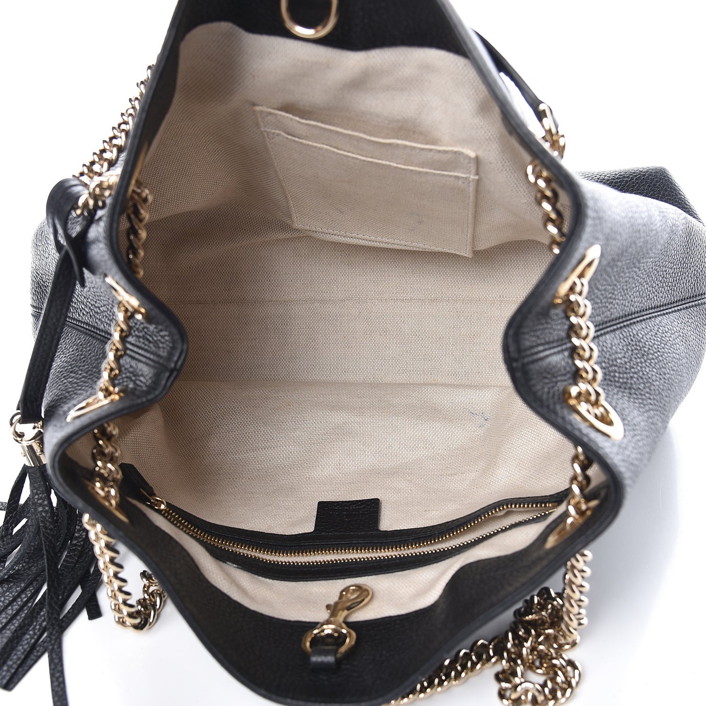 Pebbled Calfskin Medium Soho Chain Shoulder Bag Black