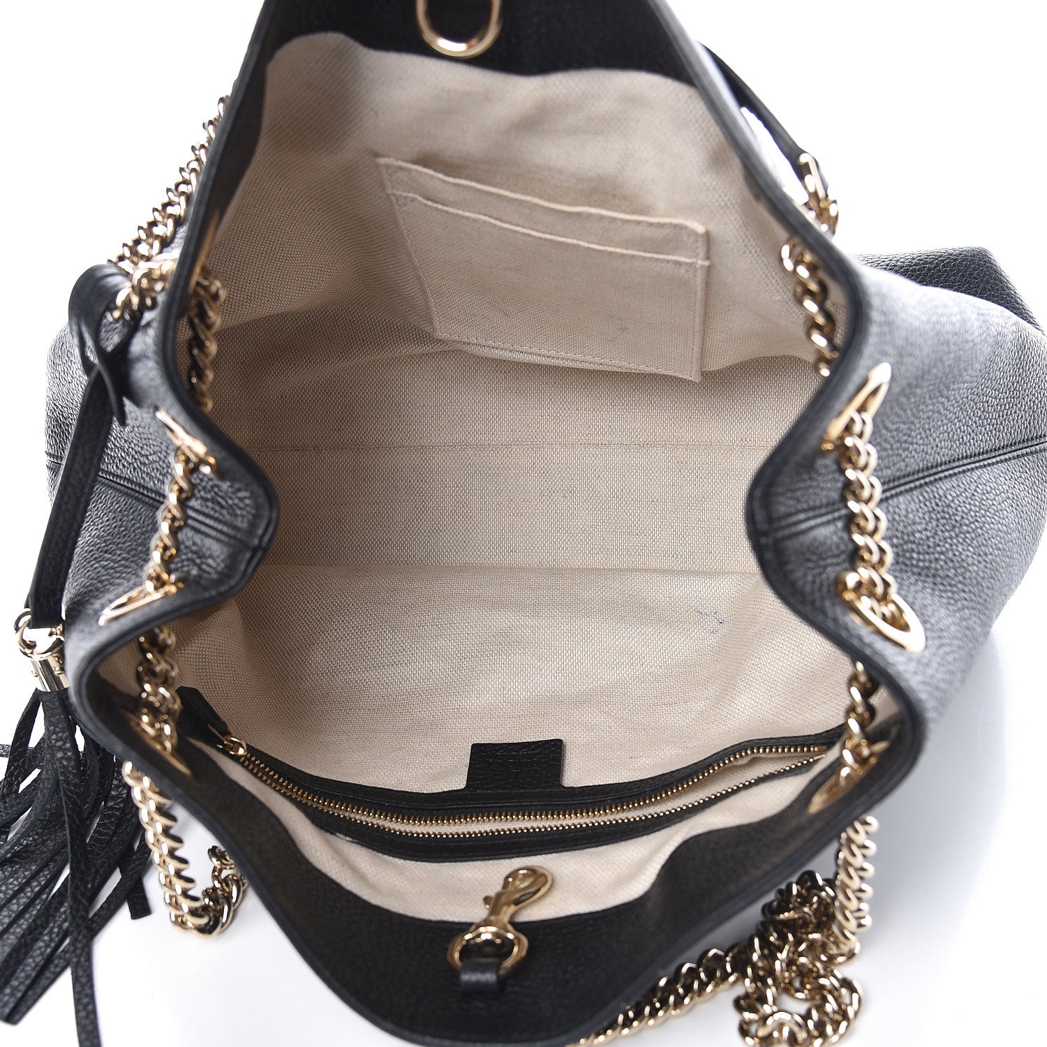 Gucci Pebbled Calfskin Medium Soho Chain Shoulder Bag Black 5 of 14