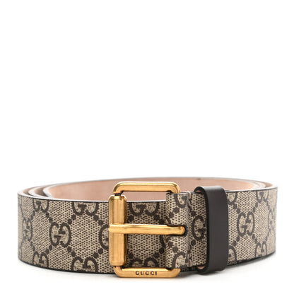 Gucci GG Supreme Monogram Selleria Calfskin Bee 35mm Belt 110 44 Beige Ebony Multicolor Cocoa 1 of 8