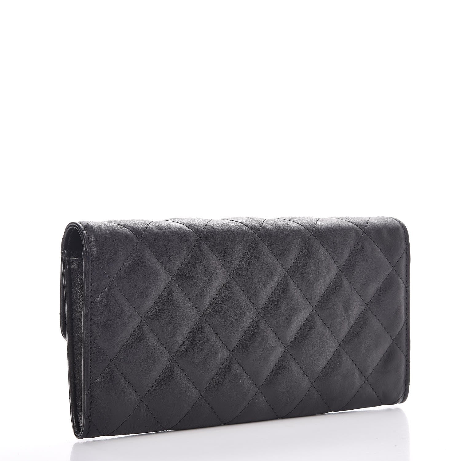 Chanel Crumpled Calfskin Quilted Large Reissue Gusset Flap Wallet Black 3 of 9