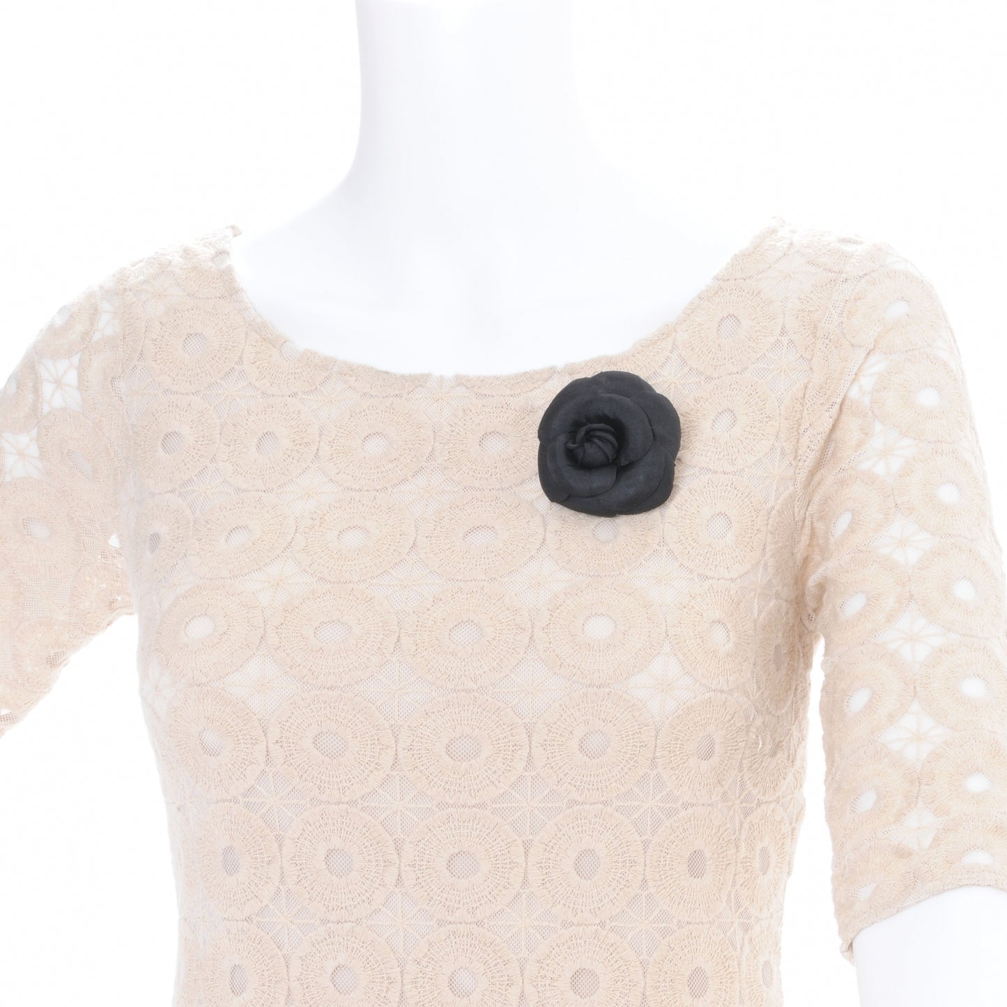Satin Camellia Pin Brooch Black