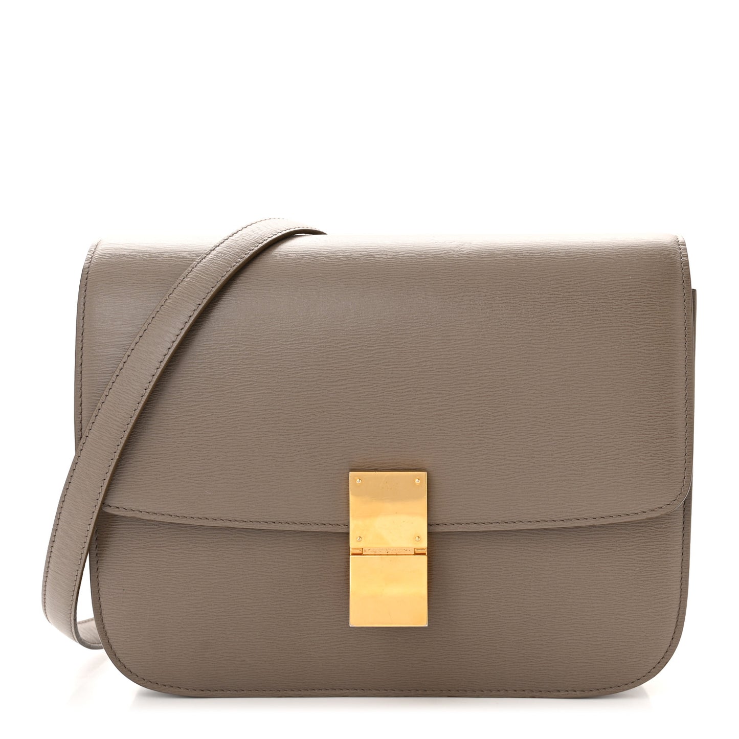 Liege Calfskin Medium Classic Box Flap Bag Taupe