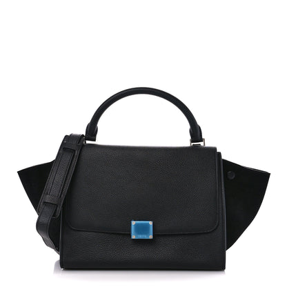 Celine Drummed Calfskin Suede Small Trapeze Black 1 of 9