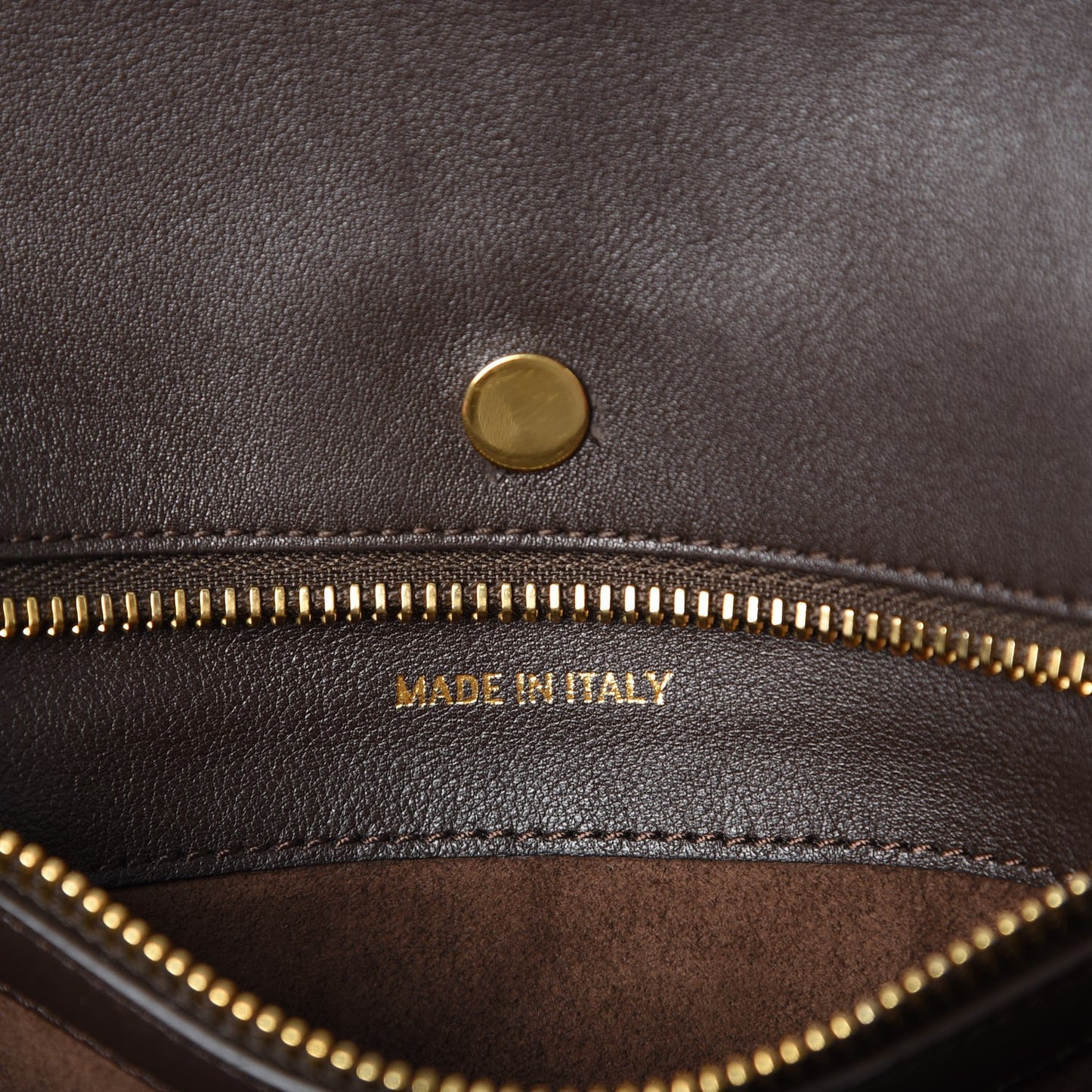 Calfskin Zipper Strap Shoulder Bag Dark Brown