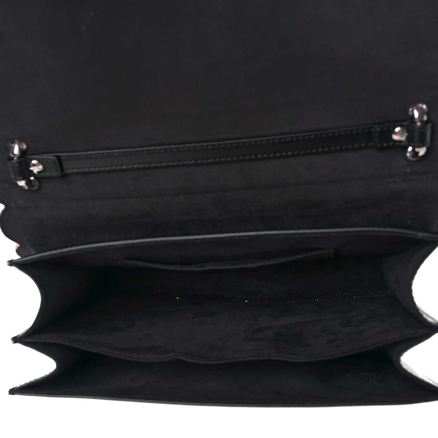 Fendi Vitello Liberty Fun Fair Embossed Scalloped Kan I Shoulder Bag Black Multicolor 4 of 7