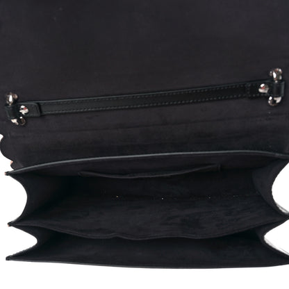 Fendi Vitello Liberty Fun Fair Embossed Scalloped Kan I Shoulder Bag Black Multicolor 4 of 7