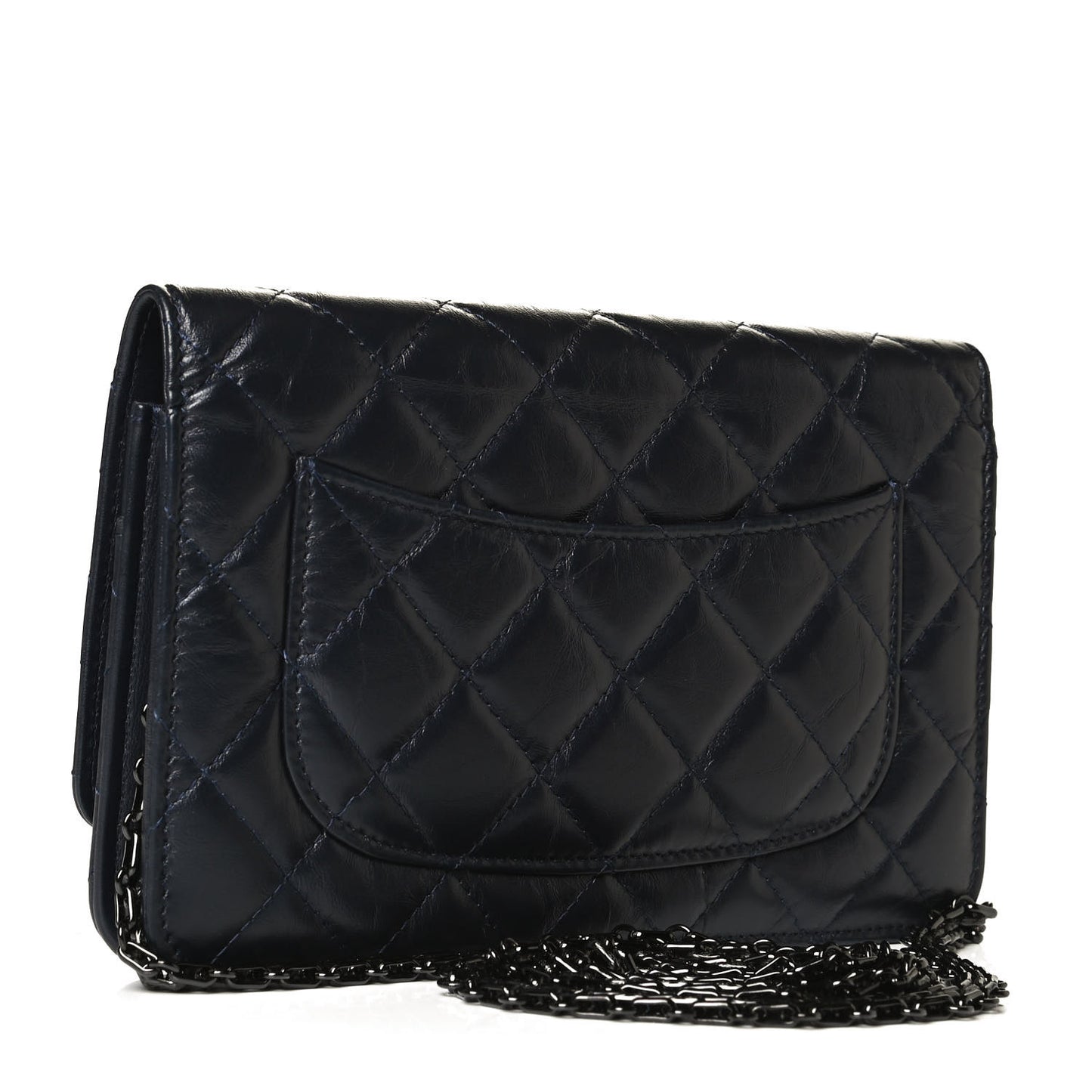 Aged Calfskin Quilted Reissue Wallet On Chain WOC Navy