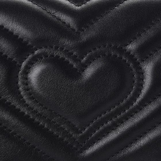 Gucci Calfskin Matelasse Super Mini GG Marmont Shoulder Bag Black 9 of 9
