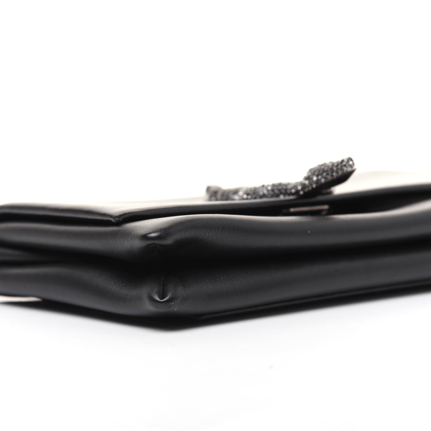 Calfskin Crystal Encrusted Snake Maison Small Crossbody Black