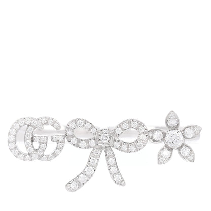 Gucci 18K White Gold Diamond Flora Bow Flower Ring 49 5 1 of 6