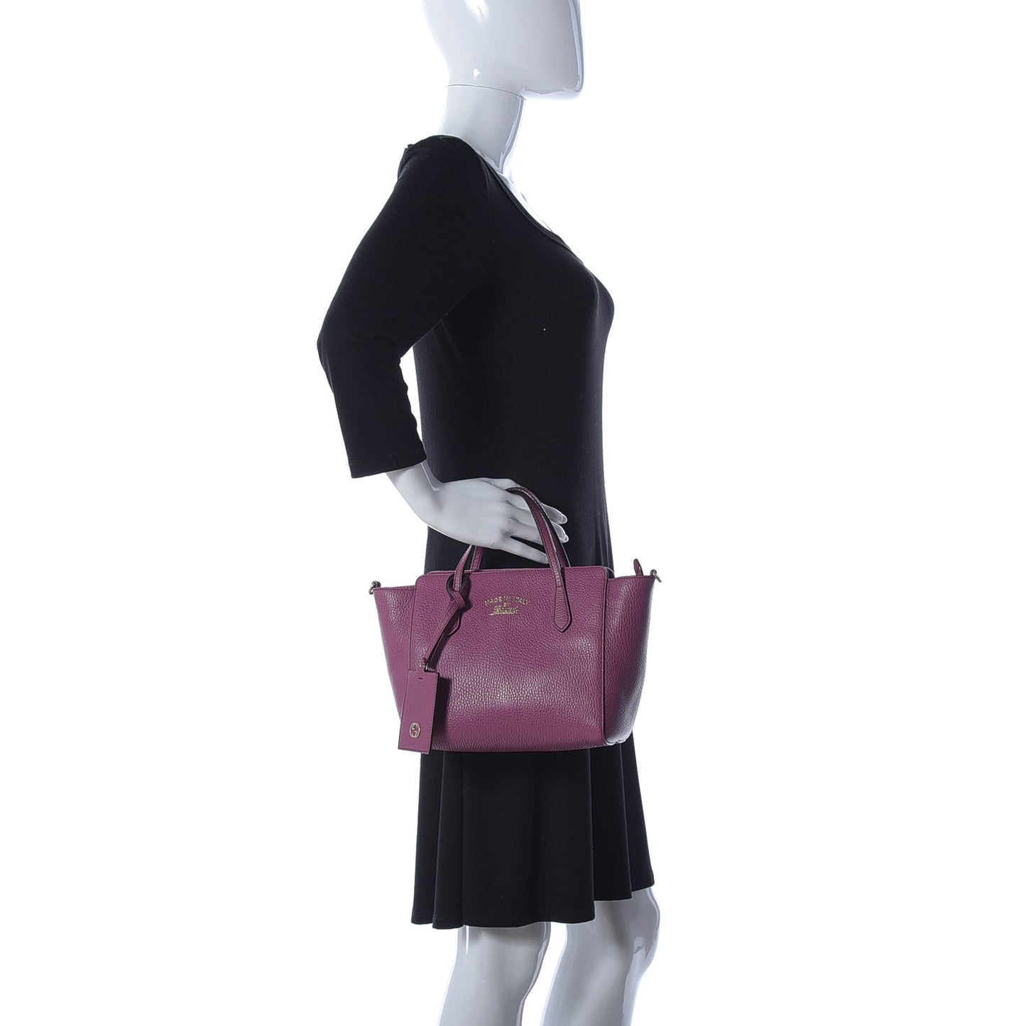 Dollar Calfskin Mini Swing Top Handle Bag Peonia Flower