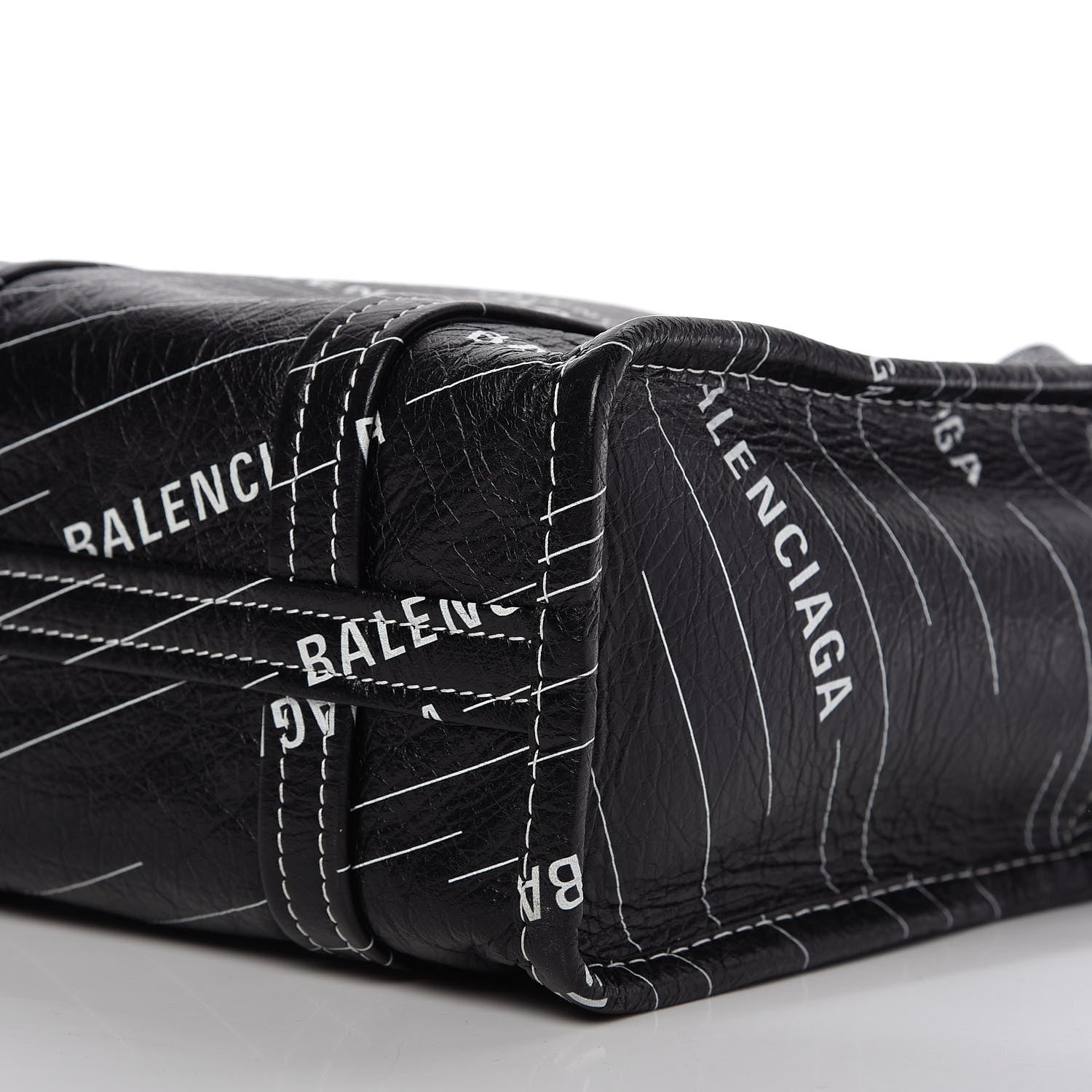 Balenciaga Agneau Arena Logo Multicolor Print XS Bazar Shopper Tote Black White 7 of 9