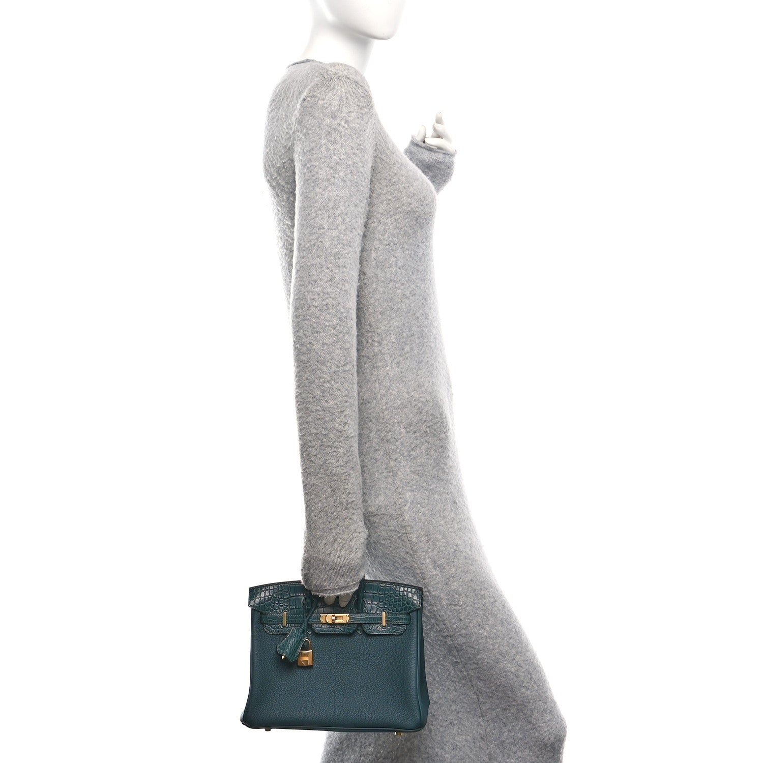 Hermes Togo Matte Alligator Birkin Touch 25 Vert Cypress 2 of 11
