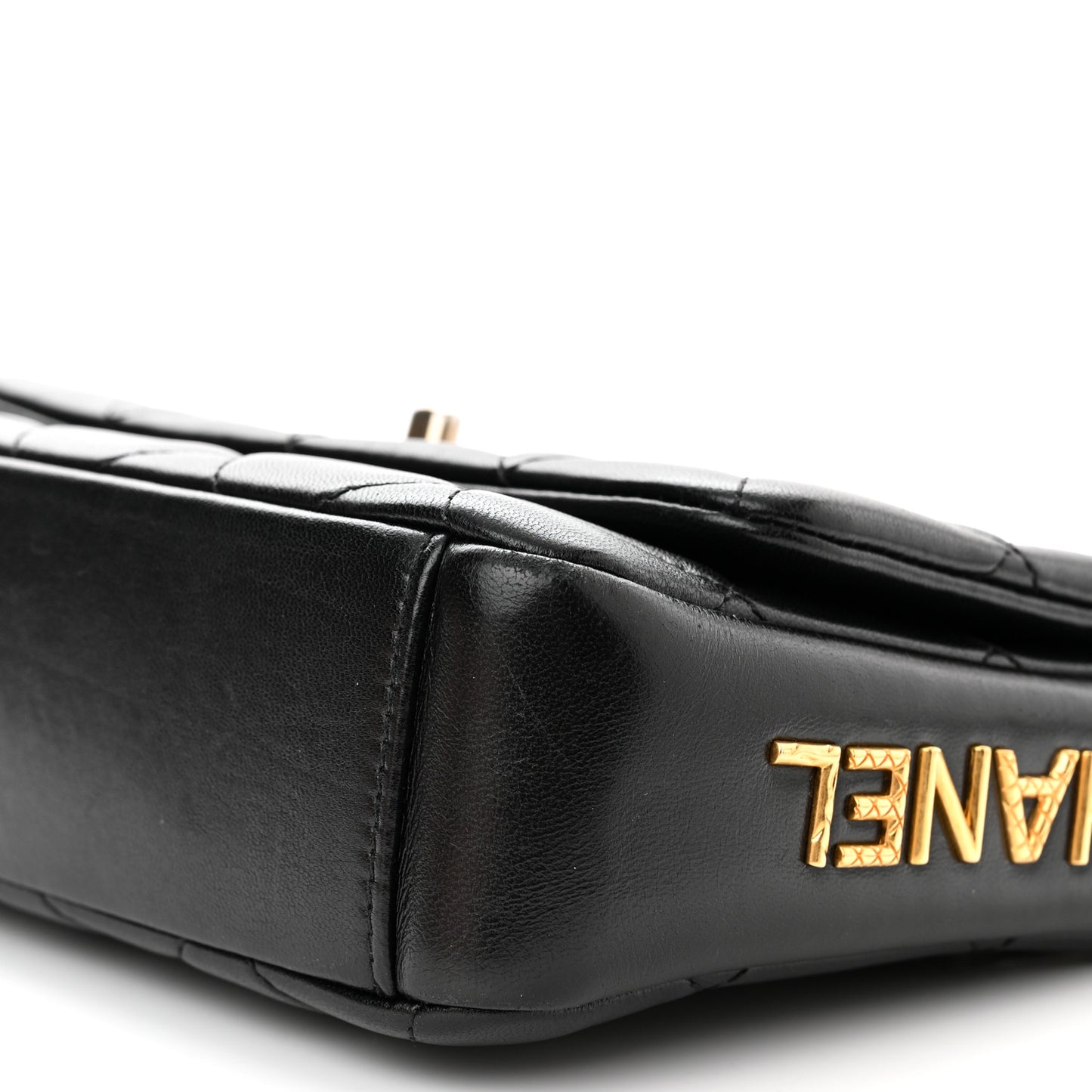 Lambskin Quilted Small Side Note Flap Black