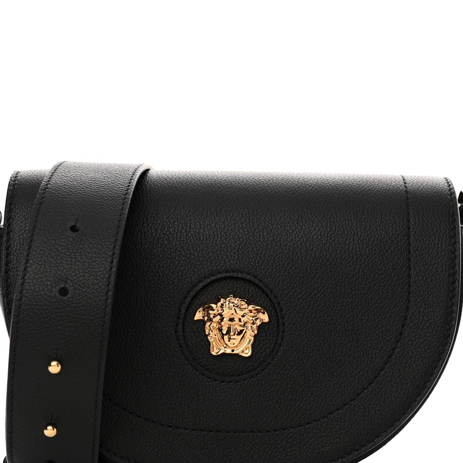 Versace Grained Calfskin La Medusa Small Shoulder Bag Black 7 of 10
