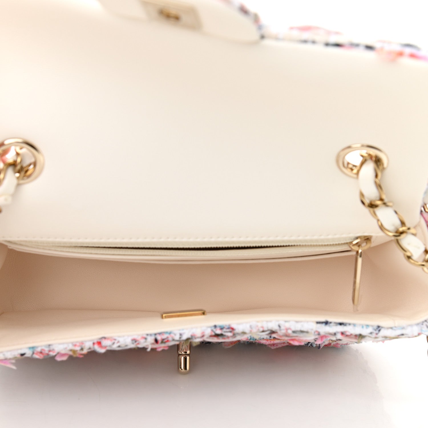 Chanel Tweed Quilted Mini Rectangular Flap White Pink Multicolor 5 of 11
