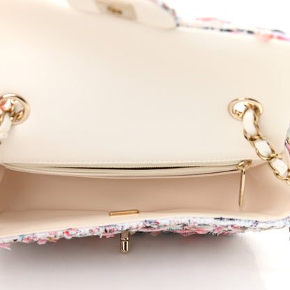 Chanel Tweed Quilted Mini Rectangular Flap White Pink Multicolor 5 of 11