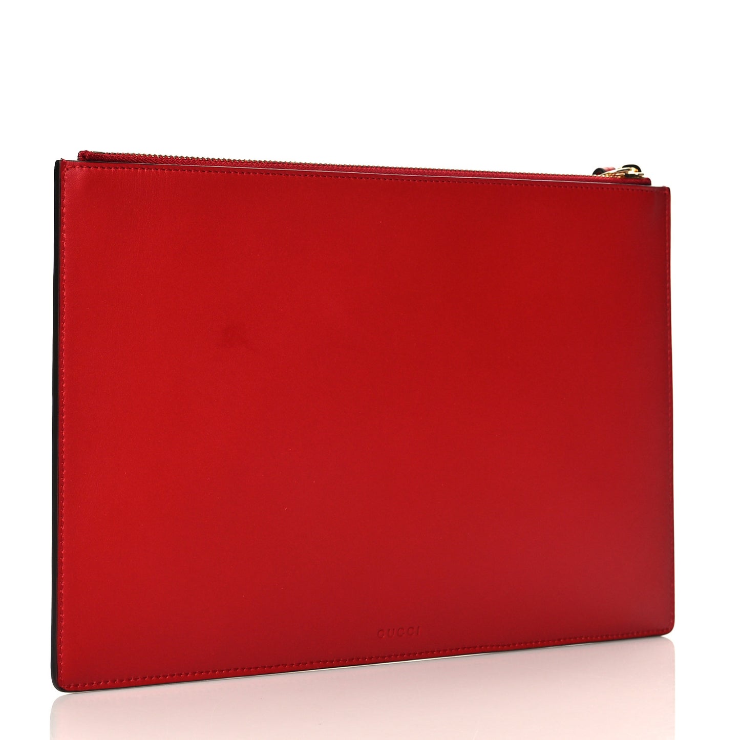 GG Supreme Monogram Bosco Patch Zip Pouch Beige Malva Hibiscus Red