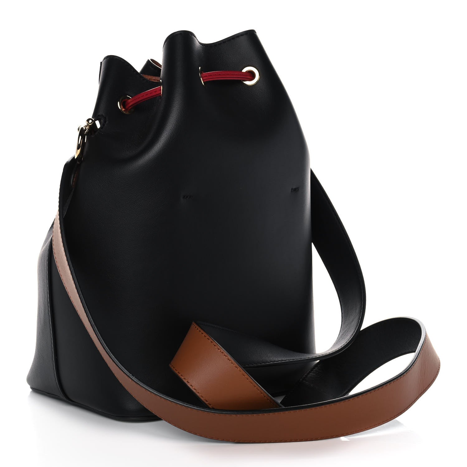 Fendi Vitello Grace F is Fendi Stamp Patch Perforated Small Mon Tresor Bucket Bag Black 3 of 11