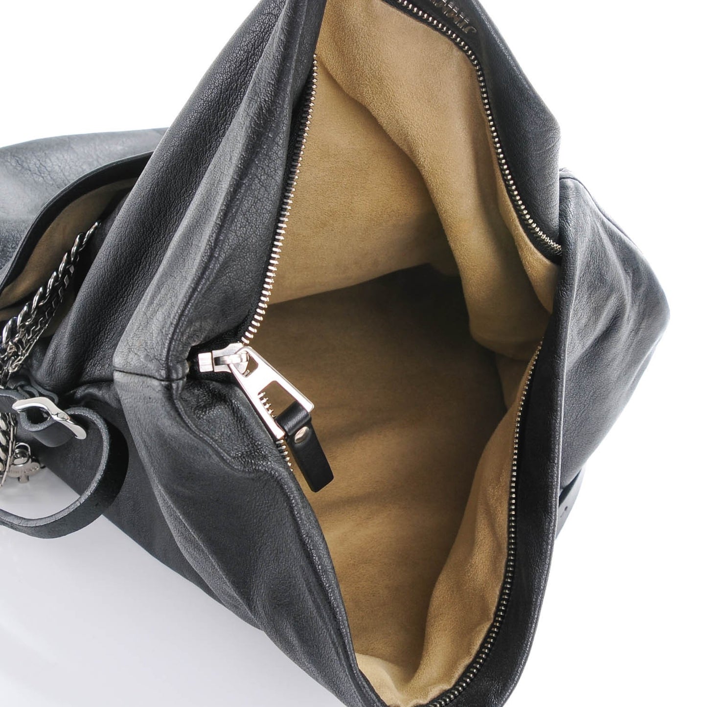 Lambskin Large Biker Hobo Black