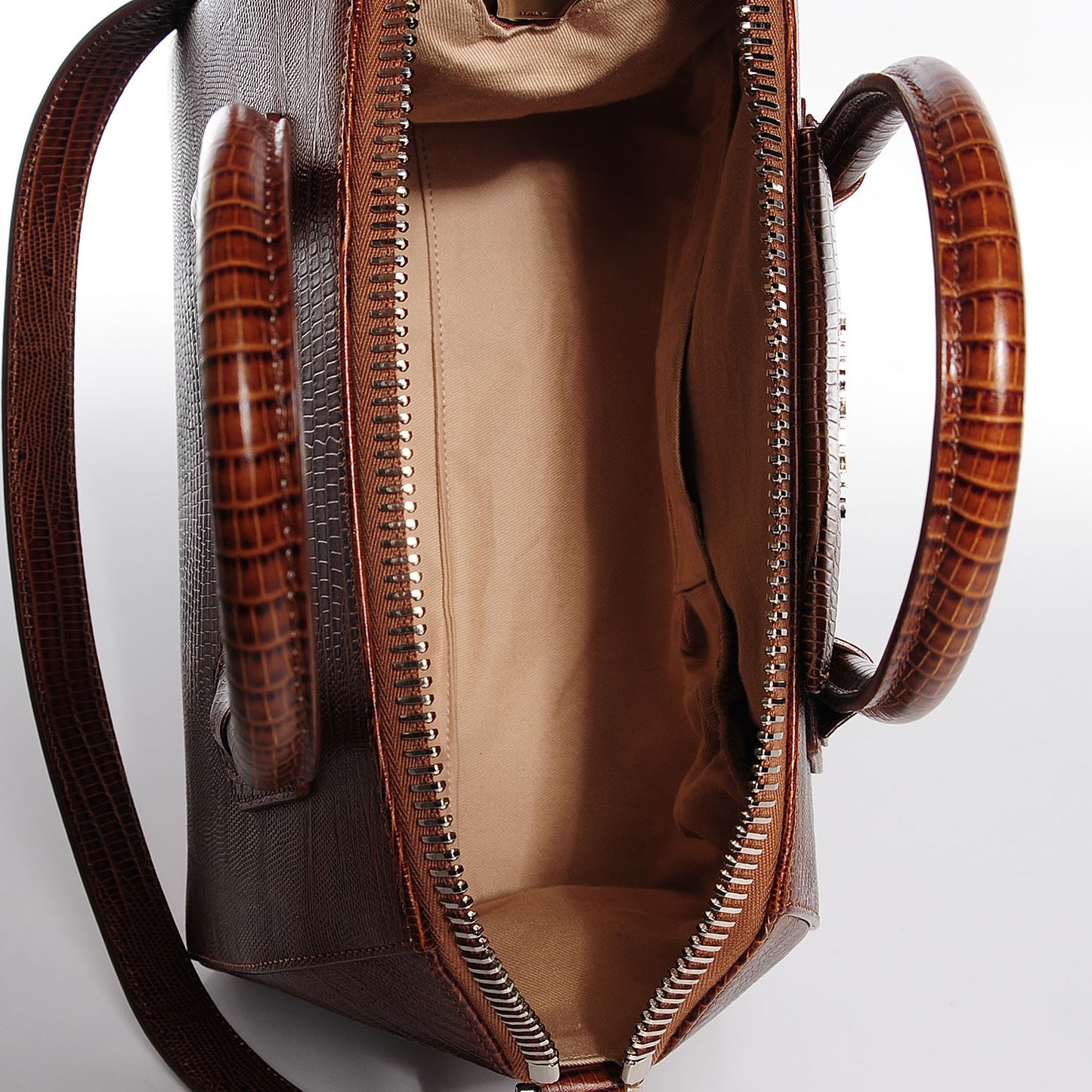 Calfskin Lizard Embossed Small Antigona Brown