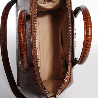 Givenchy Calfskin Lizard Embossed Small Antigona Brown 5 of 8