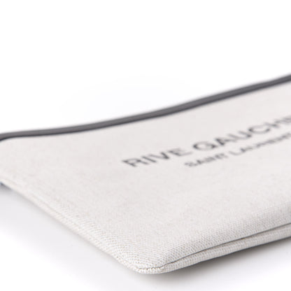 Saint Laurent Linen Canvas Rive Gauche Zipped Pouch Optic White 6 of 11