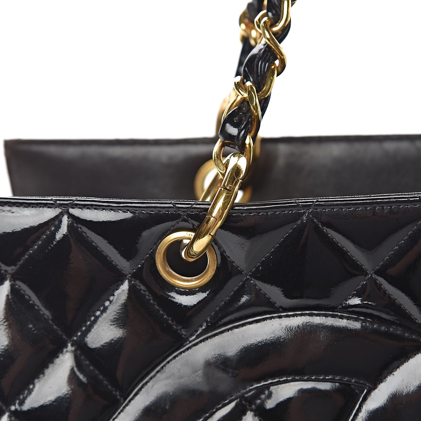 Patent Quilted Grand Shopping Tote GST Black