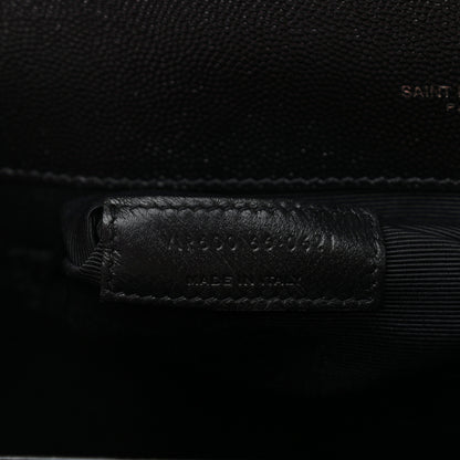 Saint Laurent Grain De Poudre Textured Mixed Matelasse Large Triquilt Monogram Monochrome Satchel Black 7 of 11