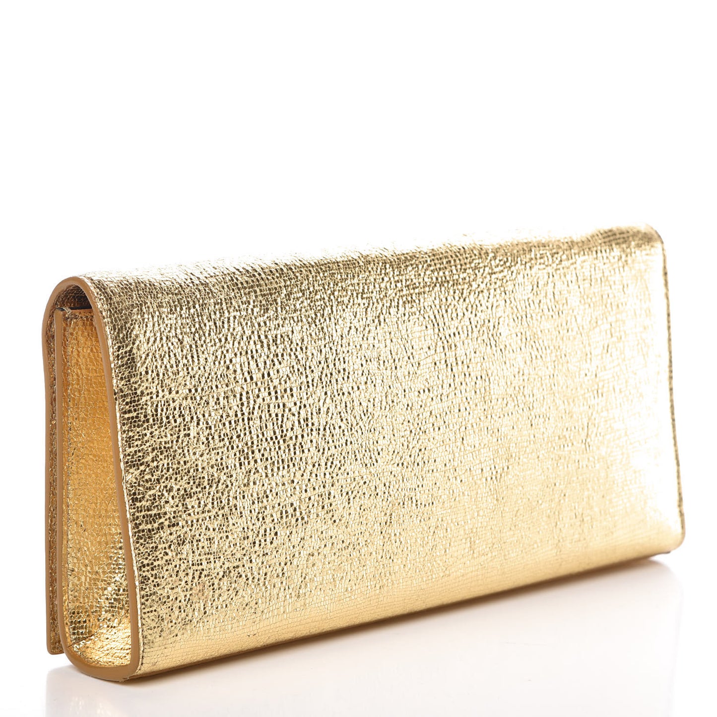 Metallic Calfskin Monogram Cassandre Clutch Gold