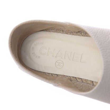 Chanel Grained Calfskin CC Espadrilles 35 Beige Black 7 of 10
