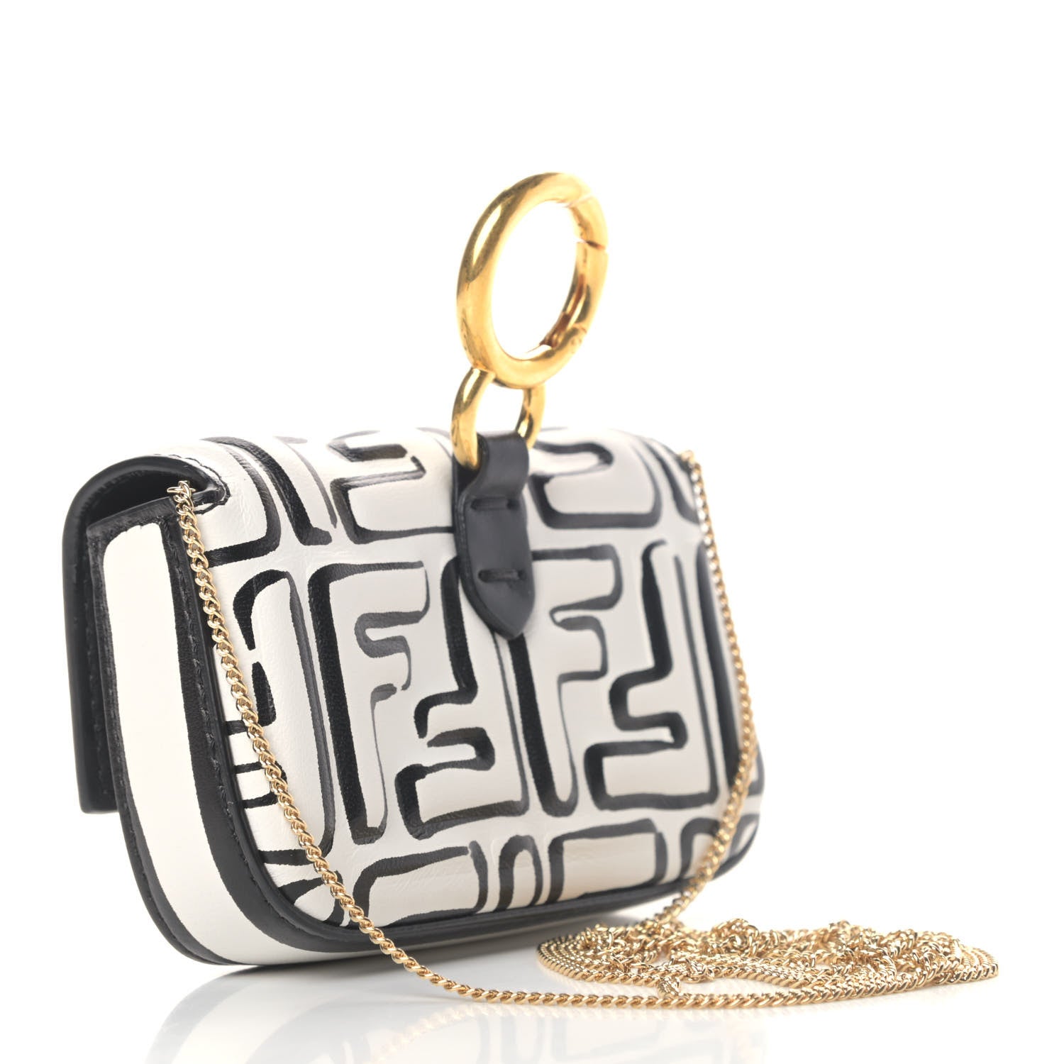 Fendi X JOSHUA VIDES Nappa Vitello King FF Embossed Nano Baguette Charm White Black 2 of 4