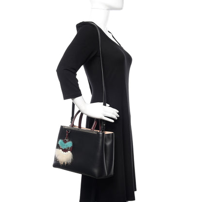 Fendi Vitello Dolce Fox Mink Bi-Color Monster Mirror Charm Petite 2Jours Tote Black Bordeaux Acquamarine 2 of 13