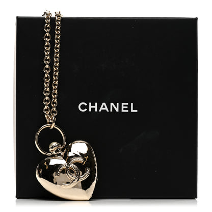 Chanel Metal CC Heart Locket Necklace Gold 6 of 6