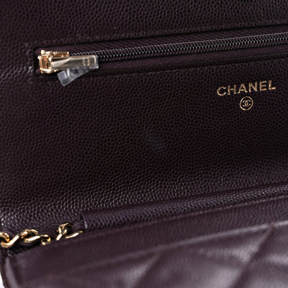 Chanel Caviar Quilted Wallet on Chain WOC Dark Brown 12 of 14