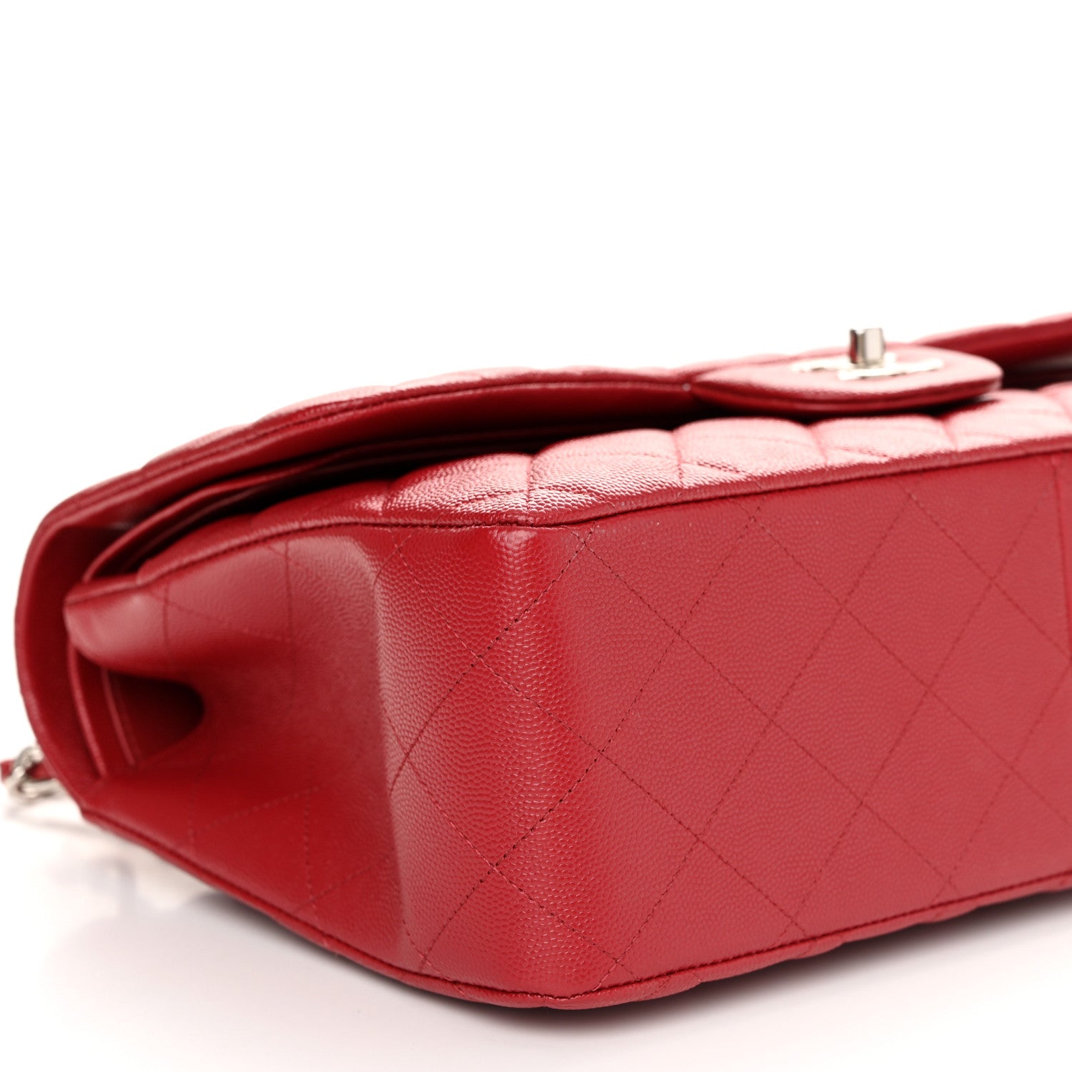 Chanel Caviar Quilted Jumbo Double Flap Red 9 of 10