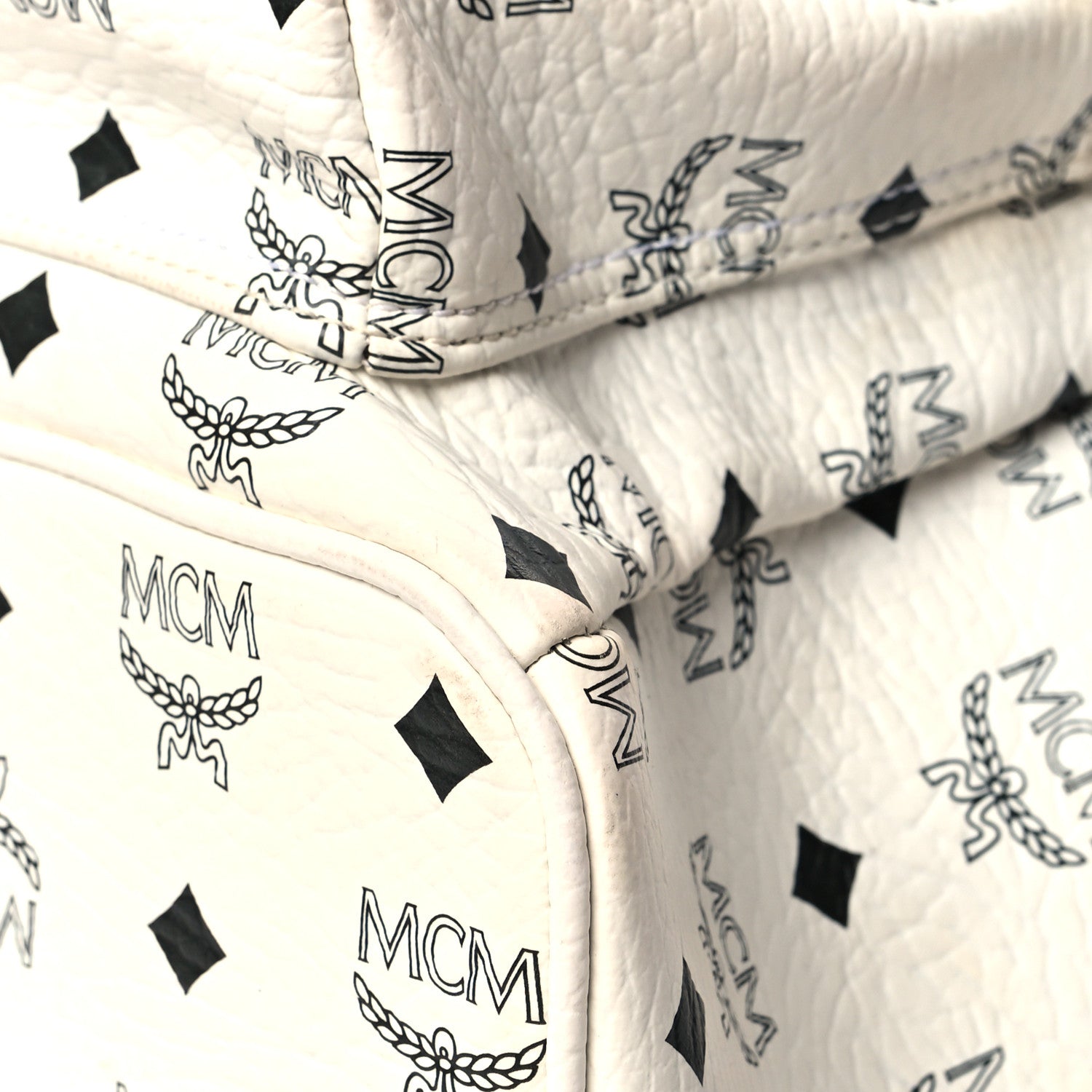 MCM Visetos Crown Stud Medium Stark Backpack White 10 of 15