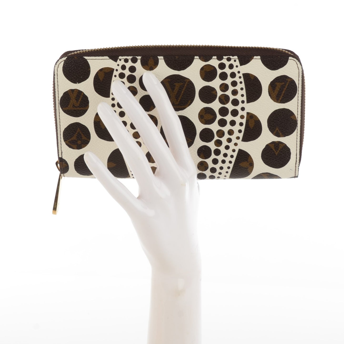 Monogram Kusama Pumpkin Dots Zippy Wallet White