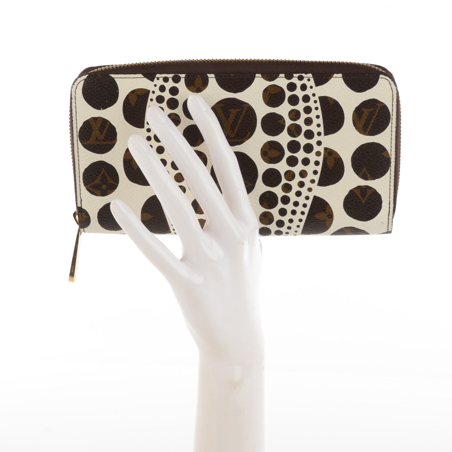 Louis Vuitton Monogram Kusama Pumpkin Dots Zippy Wallet White 2 of 7