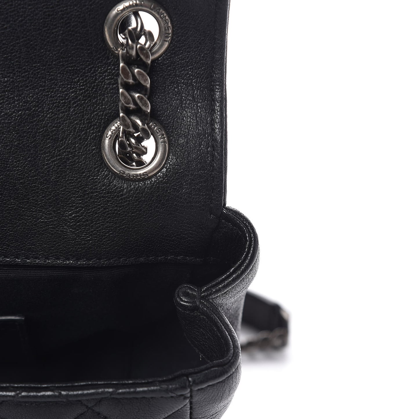 Sheepskin Tri-Quilt Monogram Medium Soft Envelope Bag Black