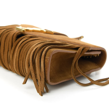 Saint Laurent Suede Fringe Baby Monogram Satchel Light Ocre 7 of 10