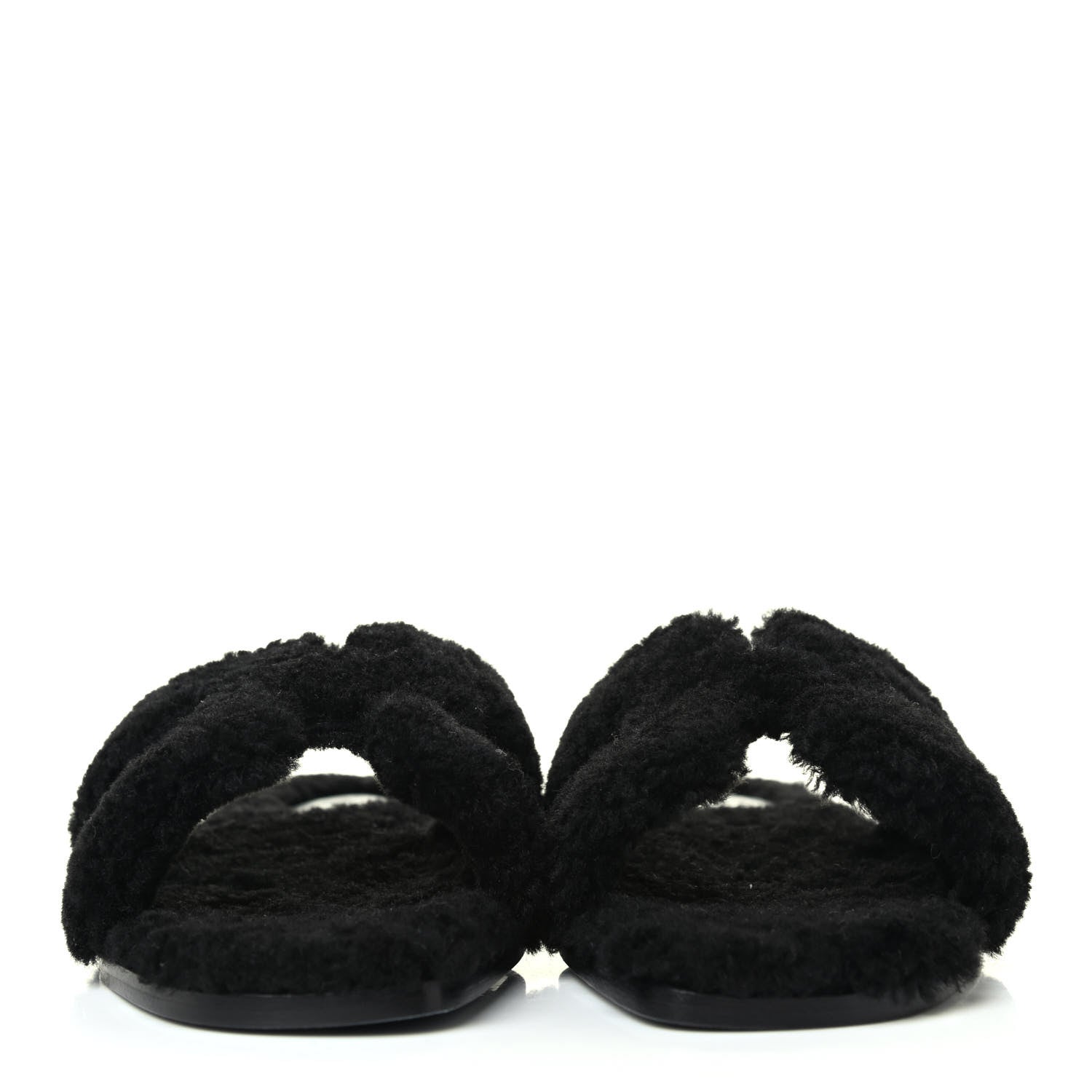Hermes Woolskin Oran Sandals 38 Black 2 of 4