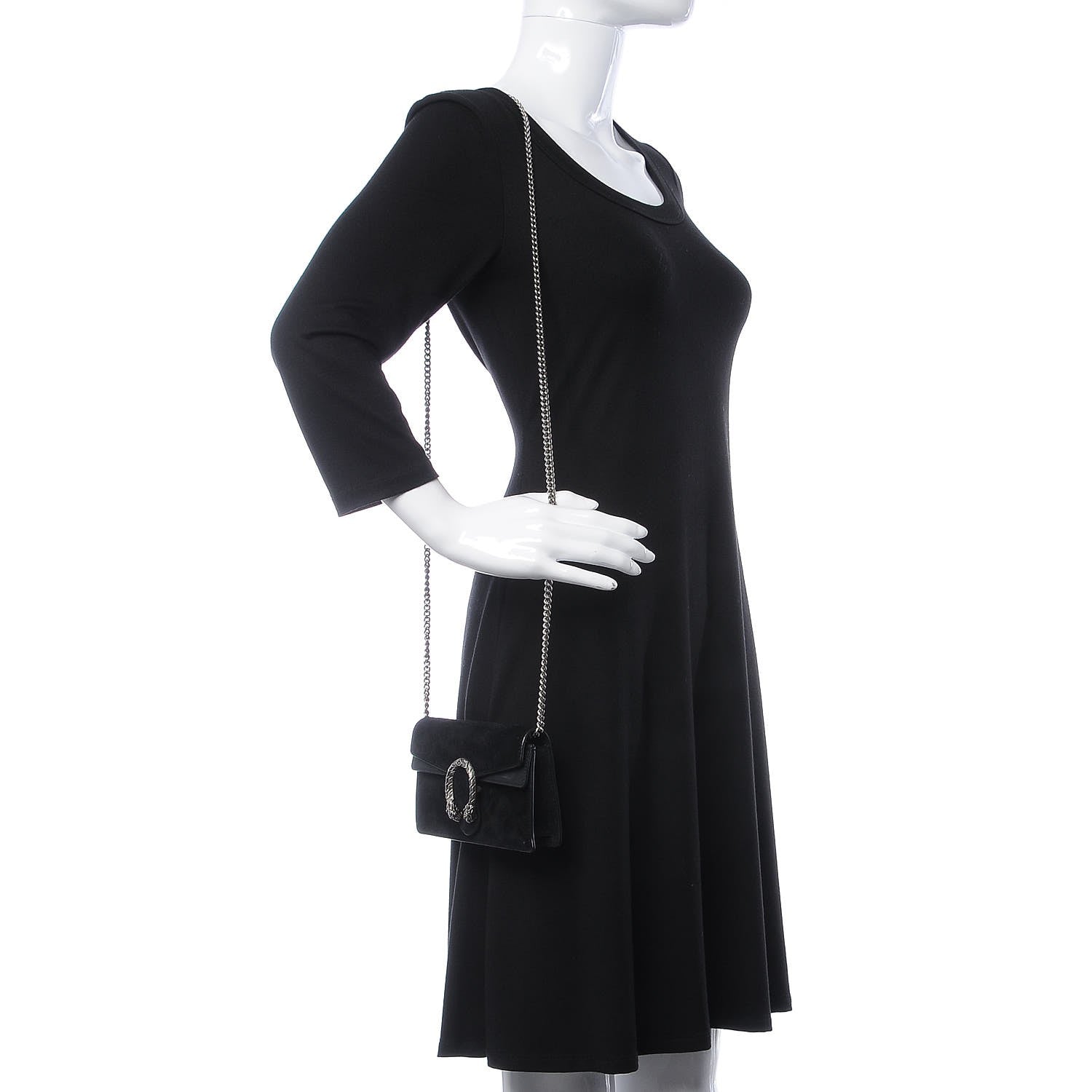 Gucci Suede Super Mini Dionysus Shoulder Bag Black 2 of 7
