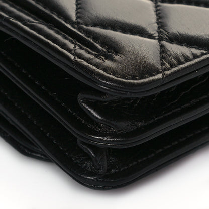 Chanel Calfskin Quilted Mini Maxi Pearls Wallet On Chain WOC Black 11 of 15