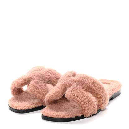 Hermes Woolskin Oran Sandals 35 Rose Aube 3 of 11